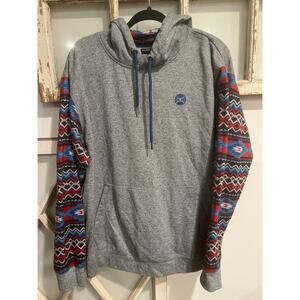 Hooey mens XL gray hoodie pattern sleeves western